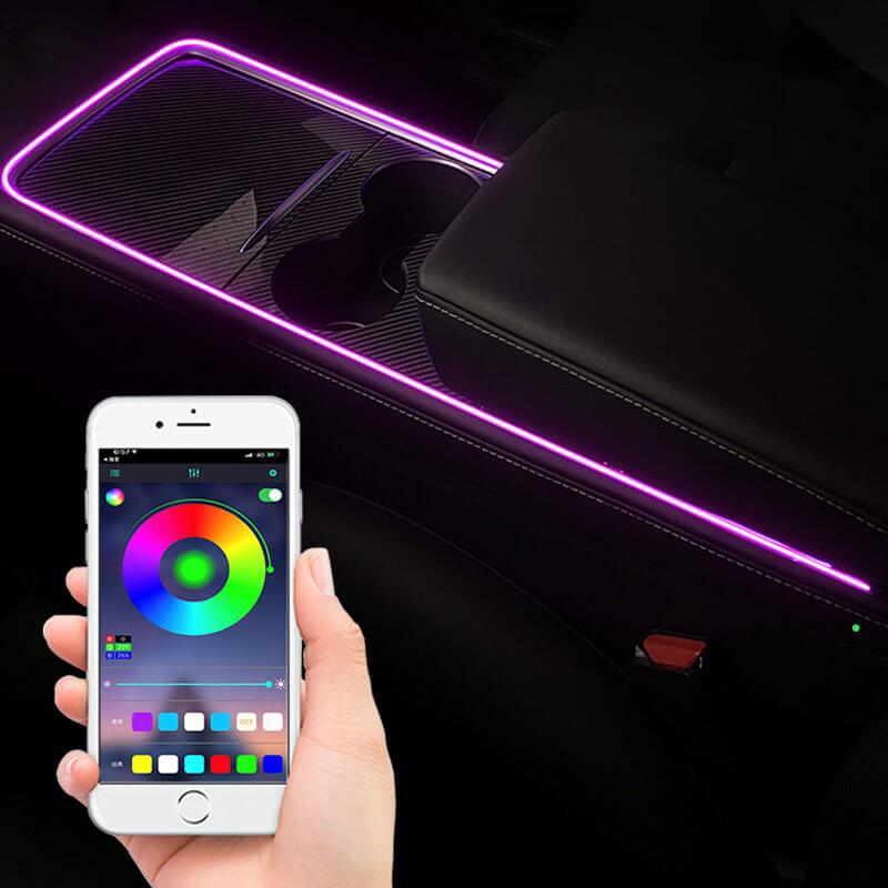Model 3/Y Interior LED Dashboard + Center Console Light Strip + App Controller for Tesla(2017-2024)