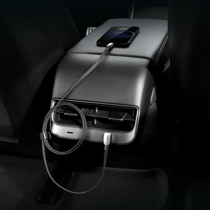 Model 3/Y/S/X Car Mobile Phone Charging Cable iPhone Type-C Fast Charging Cable Accessories for Tesla(2021+）