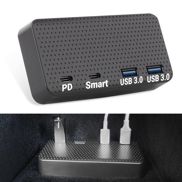 Model 3/Y/S/X USB Hub 4-In-1 Center Console Adapter for Tesla(2021-2023)