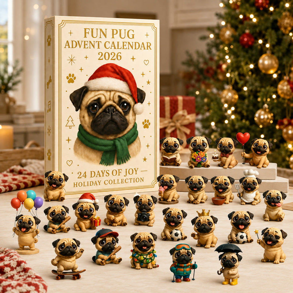 Pug Advent Calendar 2026 - 24 Pug Figurines