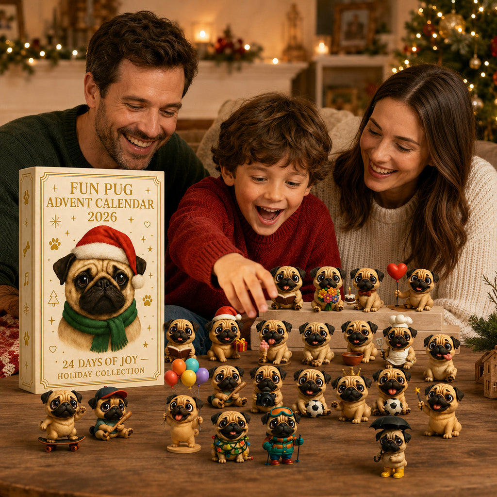 Pug Advent Calendar 2026 - 24 Pug Figurines
