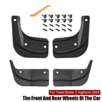 Mud Flaps Splash Guards Front Rear Mudguard Kit, No Drill Fender(4 Pcs) for Tesla 2024+ Model 3 Highland