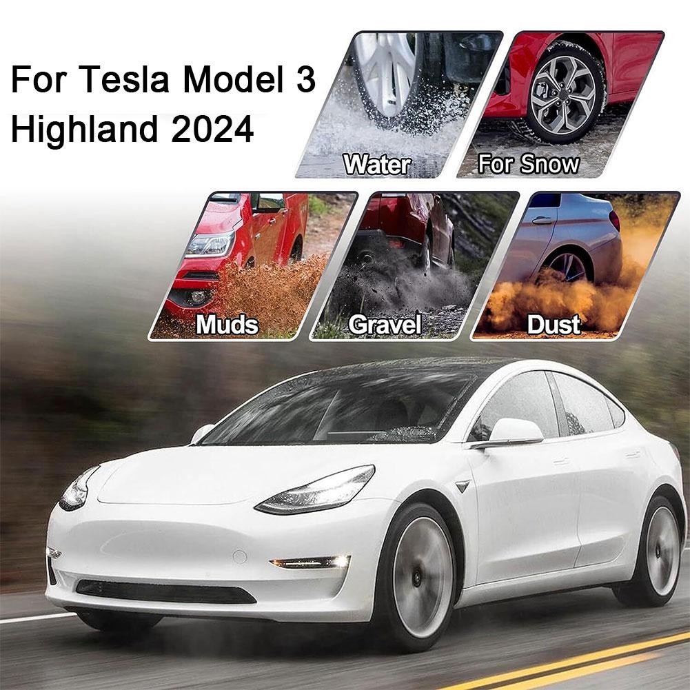 Mud Flaps Splash Guards Front Rear Mudguard Kit, No Drill Fender(4 Pcs) for Tesla 2024+ Model 3 Highland