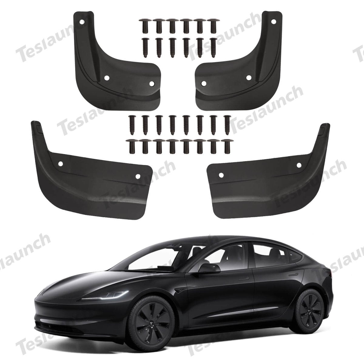 Mud Flaps Splash Guards Front Rear Mudguard Kit, No Drill Fender(4 Pcs) for Tesla 2024+ Model 3 Highland