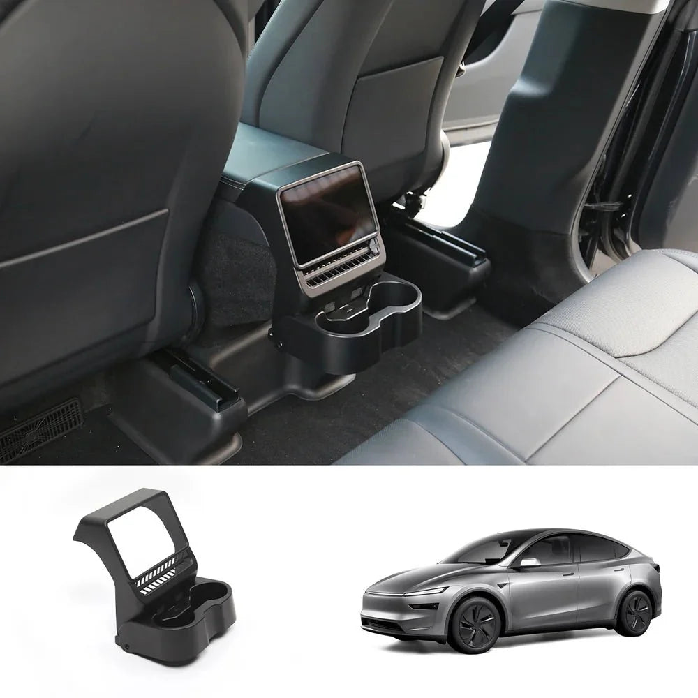 Multi-Functional Foldable Rear Console Cup Holder for Tesla Model Y Juniper 2025+ / Model 3 Highland 2024+