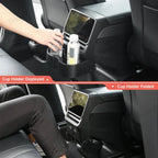 Multi-Functional Foldable Rear Console Cup Holder for Tesla Model Y Juniper 2025+ / Model 3 Highland 2024+