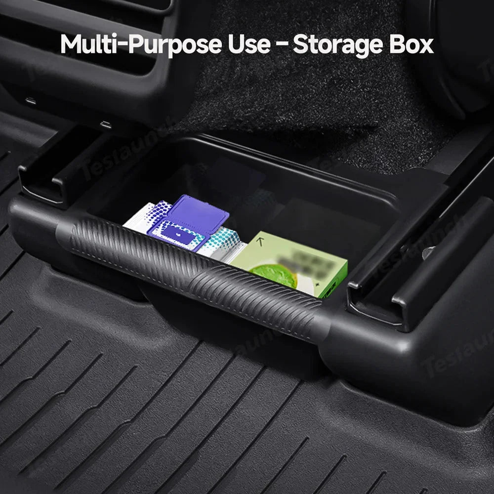 Multi-Functional Rear Flip-Top Trash & Storage Bin for Tesla Model Y Juniper 2025+