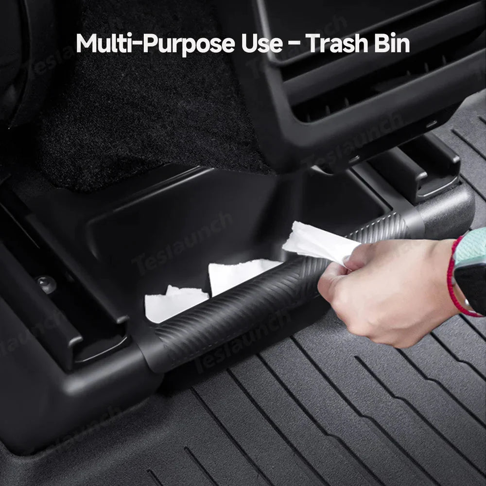 Multi-Functional Rear Flip-Top Trash & Storage Bin for Tesla Model Y Juniper 2025+