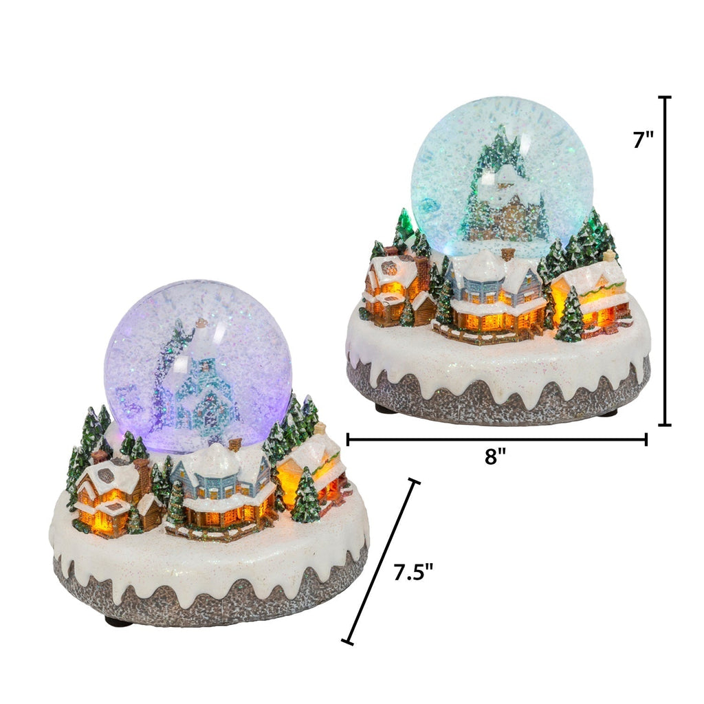 Musical Light-Up Snow Globes - Set of 2 Christmas Villages