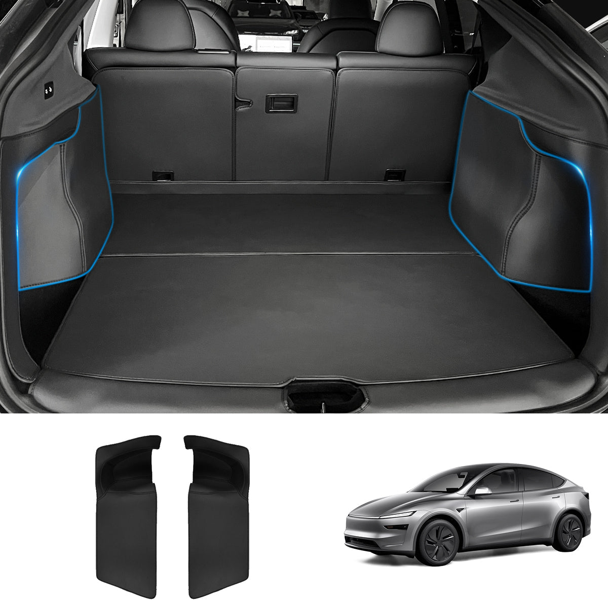 Napa Leather Rear Trunk Side Shields – Long-Lasting Protection 2-Piece Set for Tesla Model Y Juniper 2025+