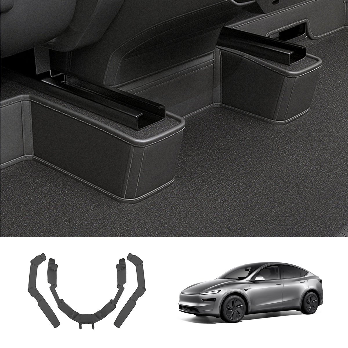 Napa Leather Seat Bottom Corner Covers – 3-Piece Protection Set for Tesla Model Y Juniper 2025+
