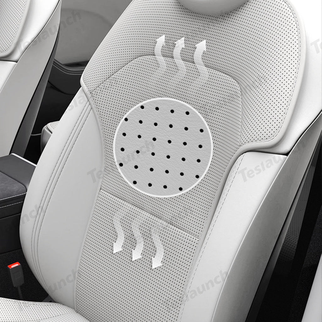 Napa Leather Seat Cushion Set – All-Season Ventilated Comfort for Tesla Model Y Juniper 2025+ (7-Piece Set)