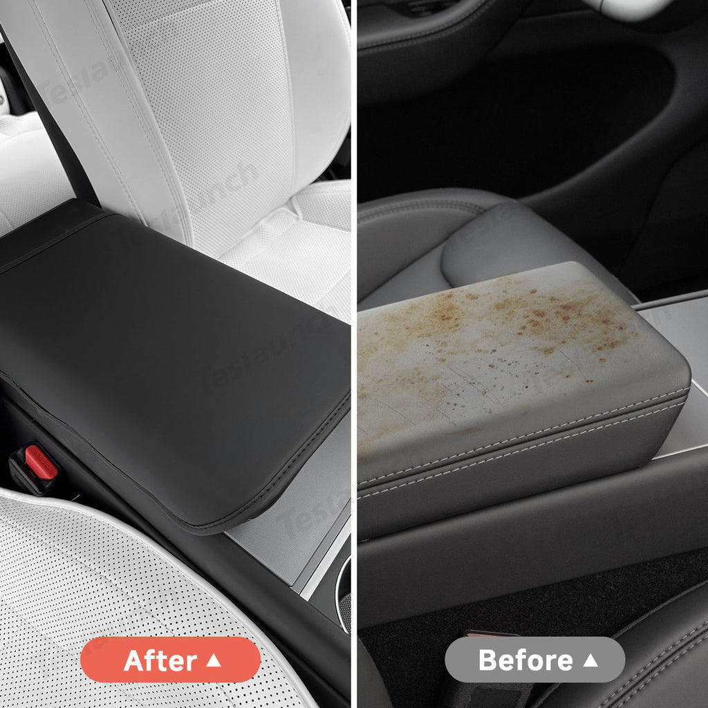 Nappa Leather Center Console Armrest Cover – Stylish Protection for Tesla Model Y Juniper 2025+