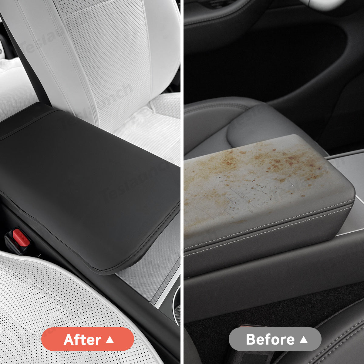 Nappa Leather Center Console Armrest Cover – Stylish Protection for Tesla Model Y Juniper 2025+