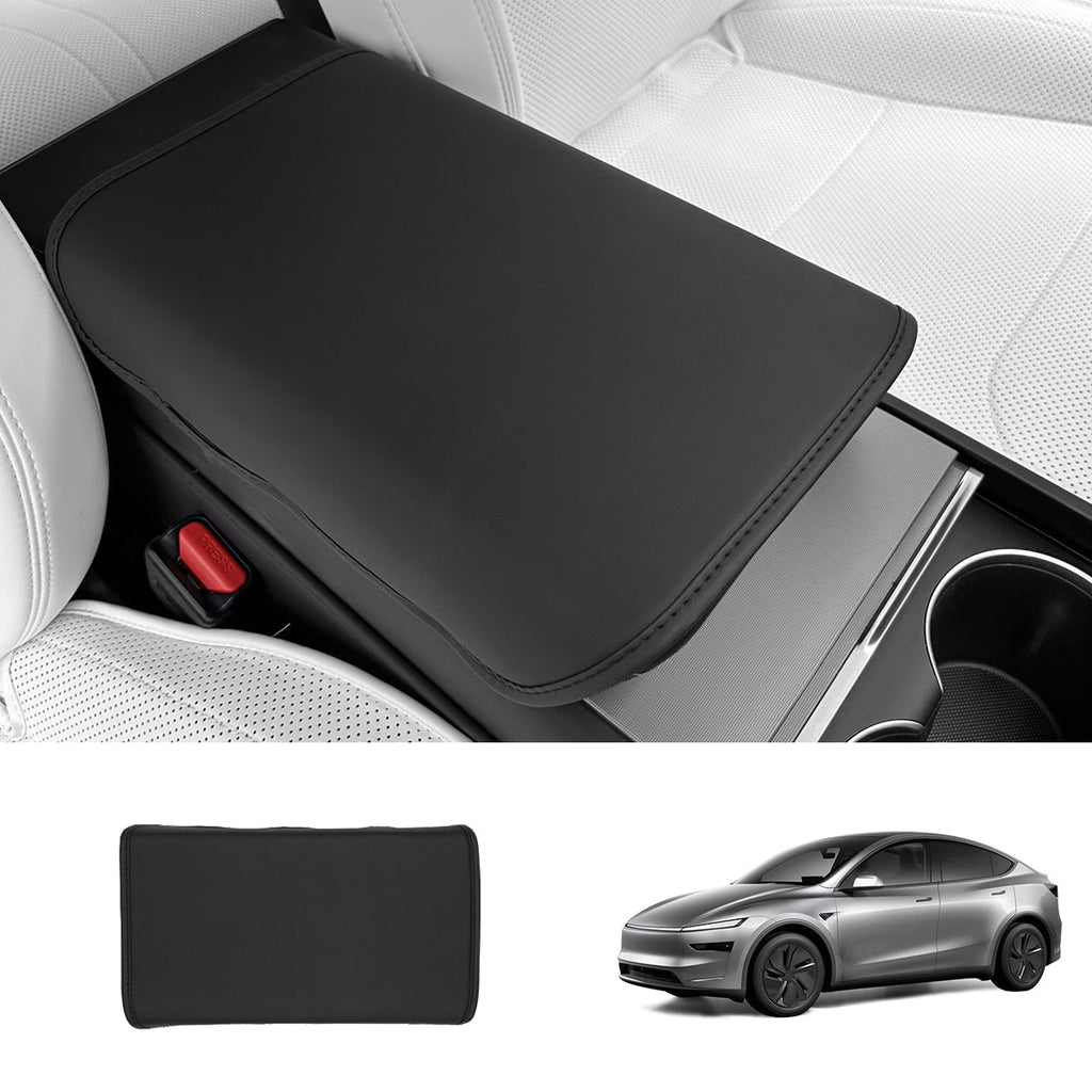 Nappa Leather Center Console Armrest Cover – Stylish Protection for Tesla Model Y Juniper 2025+