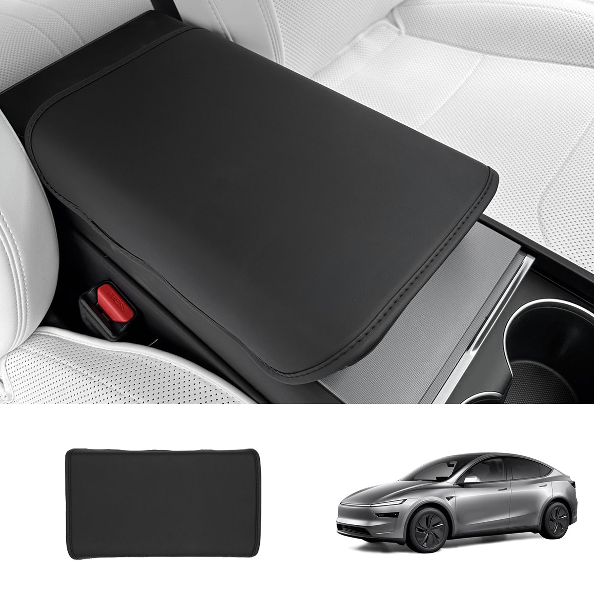 Nappa Leather Center Console Armrest Cover – Stylish Protection for Tesla Model Y Juniper 2025+