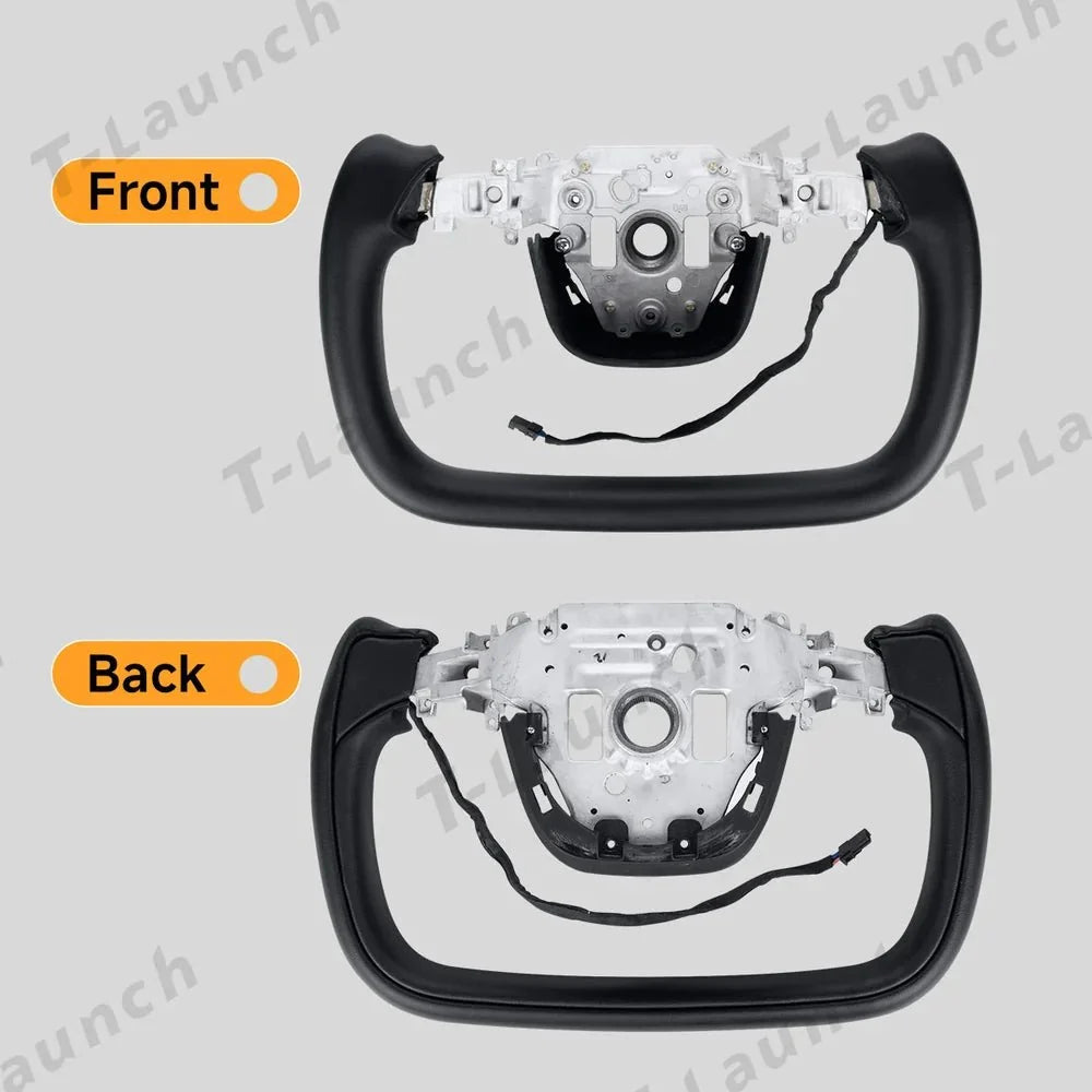 Nappa Leather Open-Bottom Yoke/Cyber Steering Wheel Driving Wheel Upgrade for Model Y Juniper/ Model 3 Highland