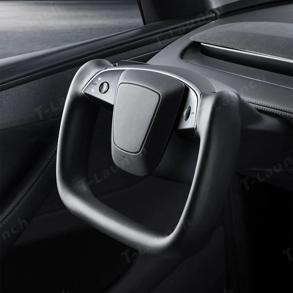 Nappa Leather Open-Bottom Yoke/Cyber Steering Wheel Driving Wheel Upgrade for Model Y Juniper/ Model 3 Highland