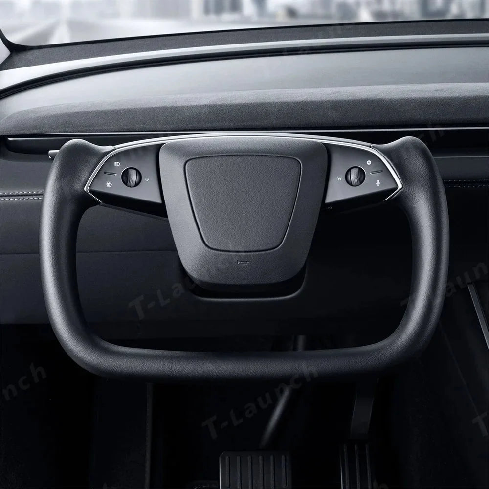 Nappa Leather Open-Bottom Yoke/Cyber Steering Wheel Driving Wheel Upgrade for Model Y Juniper/ Model 3 Highland