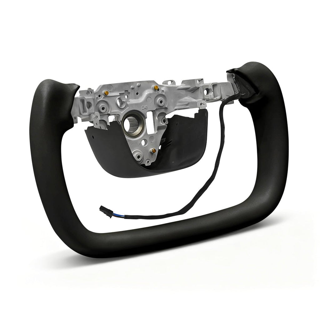 Nappa Leather Open-Bottom Yoke/Cyber Steering Wheel Driving Wheel Upgrade for Model Y Juniper/ Model 3 Highland