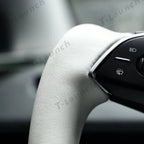 Nappa Leather Open-Bottom Yoke/Cyber Steering Wheel Driving Wheel Upgrade for Model Y Juniper/ Model 3 Highland