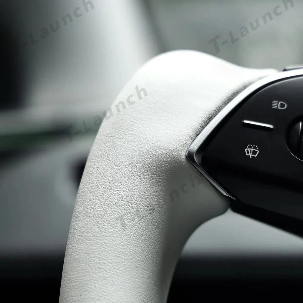 Nappa Leather Open-Bottom Yoke/Cyber Steering Wheel Driving Wheel Upgrade for Model Y Juniper/ Model 3 Highland