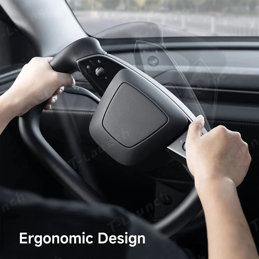 Nappa Leather Open-Bottom Yoke/Cyber Steering Wheel Driving Wheel Upgrade for Model Y Juniper/ Model 3 Highland