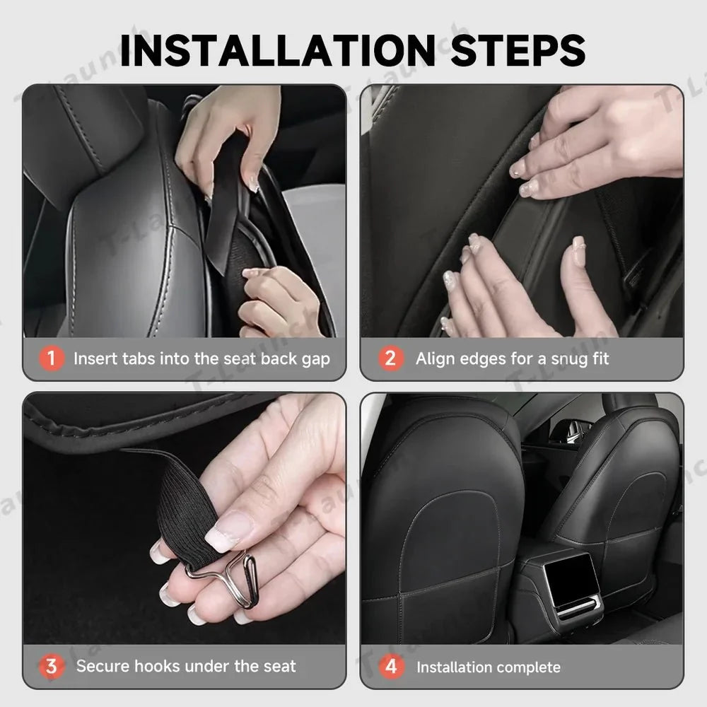 Nappa Leather Seat Back Kick Protector for Tesla Model Y Juniper 2025+ / Model 3 Highland 2024+