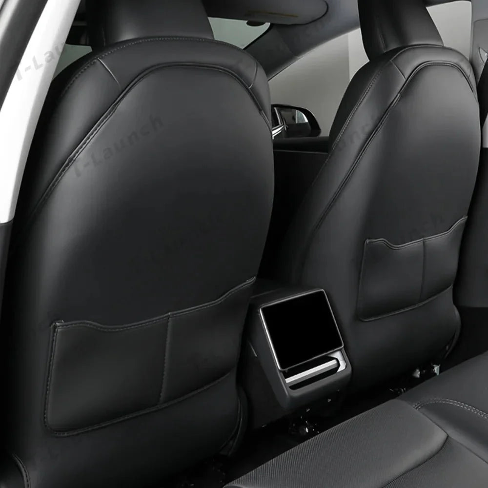 Nappa Leather Seat Back Kick Protector for Tesla Model Y Juniper 2025+ / Model 3 Highland 2024+