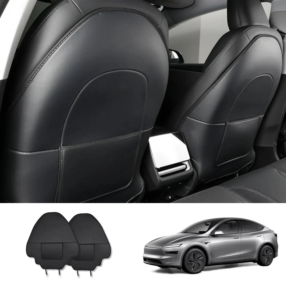 Nappa Leather Seat Back Kick Protector for Tesla Model Y Juniper 2025+ / Model 3 Highland 2024+