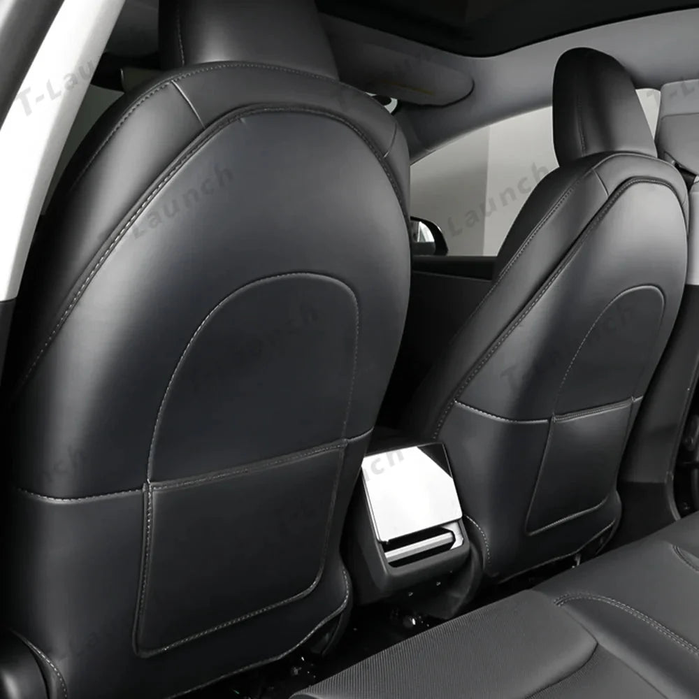 Nappa Leather Seat Back Kick Protector for Tesla Model Y Juniper 2025+ / Model 3 Highland 2024+