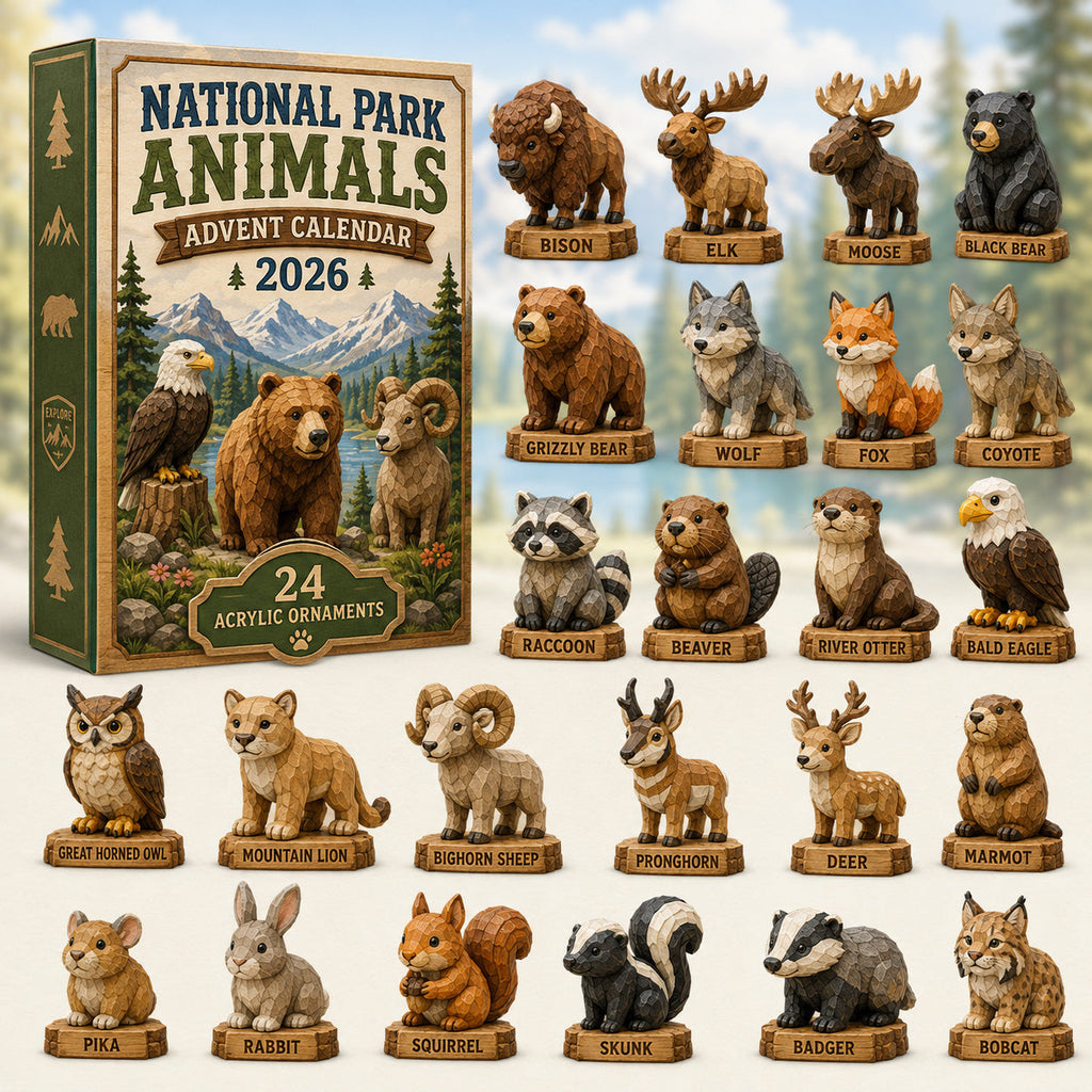 National Park Animals Advent Calendar 2026 - 24 Acrylic Animal Hangers