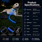 MirokenNightGlow LED Light-Up Dog Leash for Night Walks - USB Rechargeable Safety Leash That Helps Your Dog Stay Visible in the Dark