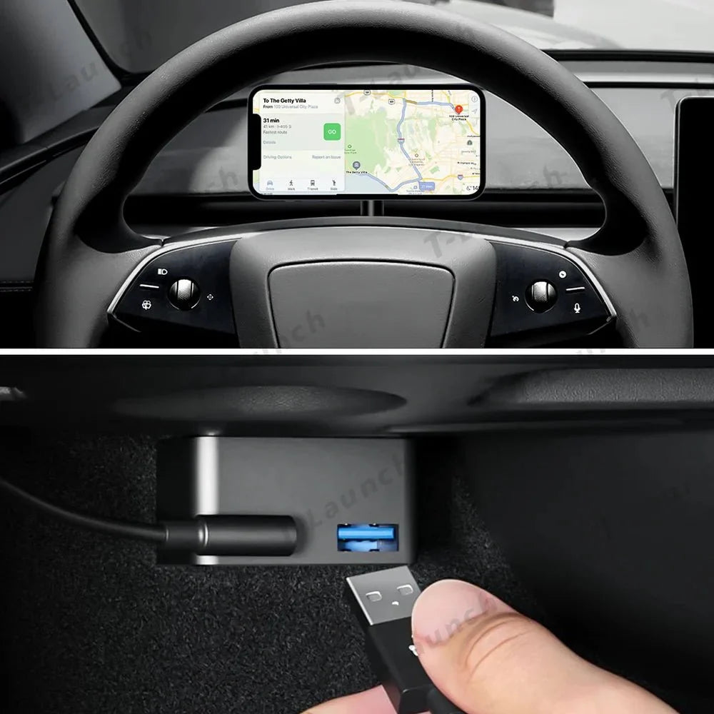 OBD Hub Adapter with 36W Dual USB-A & USB-C Fast Charger for Tesla Model Y Juniper 2025+
