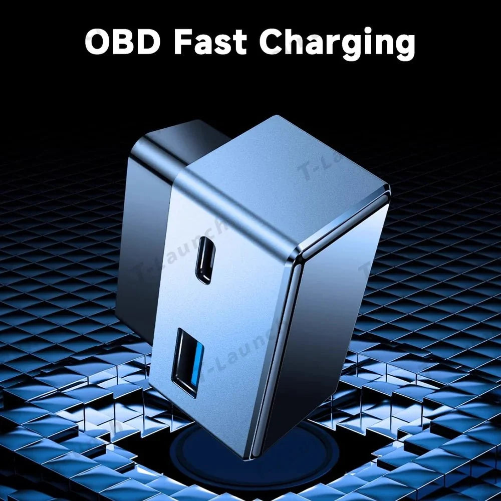 OBD Hub Adapter with 36W Dual USB-A & USB-C Fast Charger for Tesla Model Y Juniper 2025+