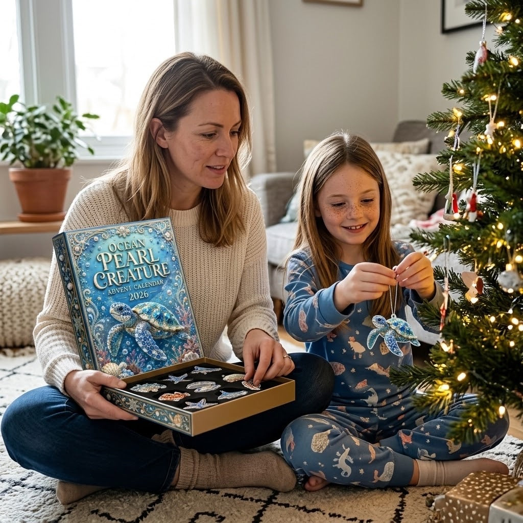 Ocean Pearl Sea Creature Advent Calendar 2026 - 24 Ornaments with Gemstones
