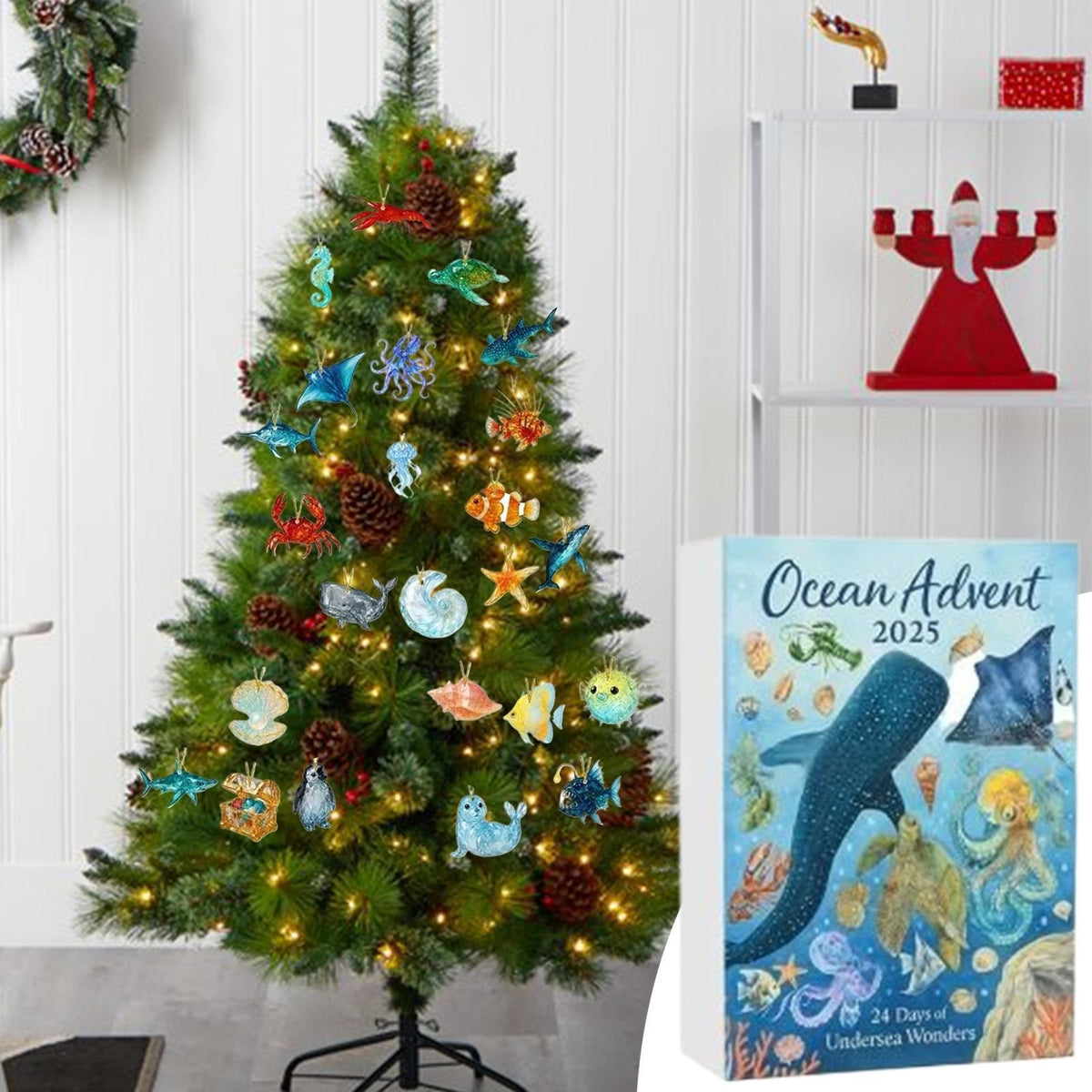 Ocean Animals Advent Calendar 2026 - 24 Sea Animal Ornaments