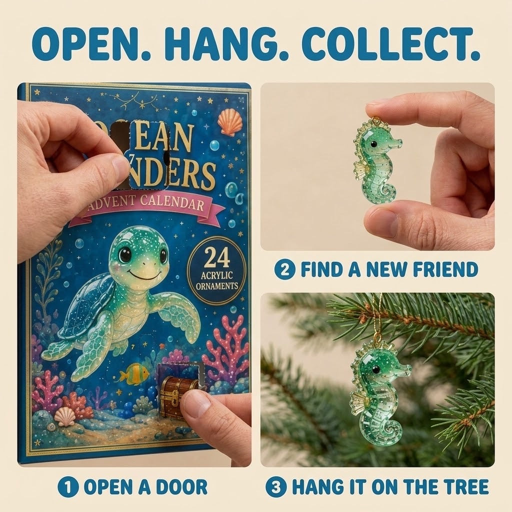 Ocean Wonders Advent Calendar 2026 - 24 Acrylic Sea Creature Ornaments