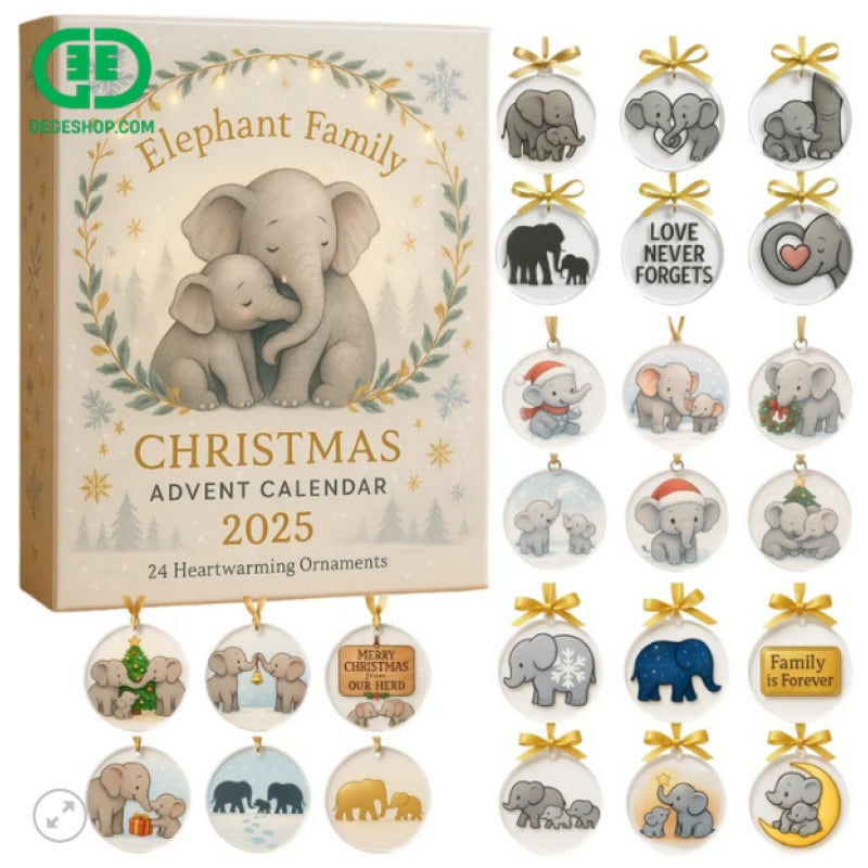 Elephant Family Advent Calendar 2026 - 24 Heartwarming Ornaments