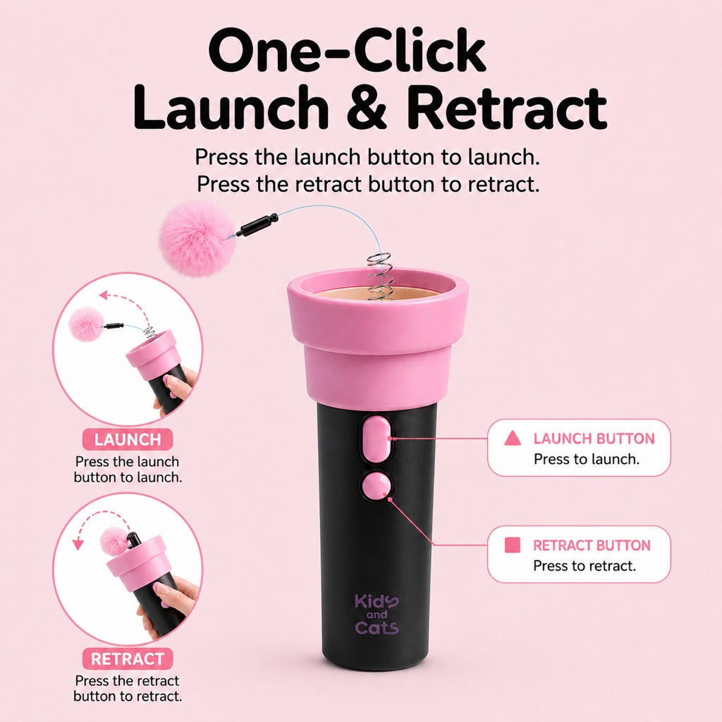 MirokenOne-Click Electric Cat Teaser Launcher for Indoor Cats - Chase & Pounce Play Without Constant Wand Waving