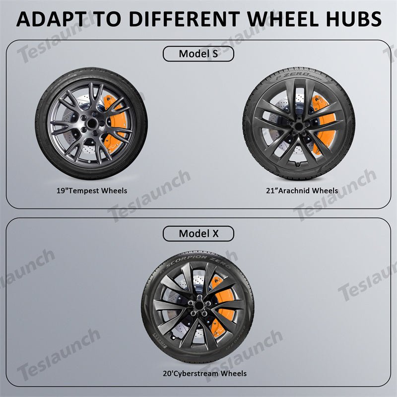Orange 2021-2026 Model S/X Brake Caliper Covers (4Pcs) for Tesla
