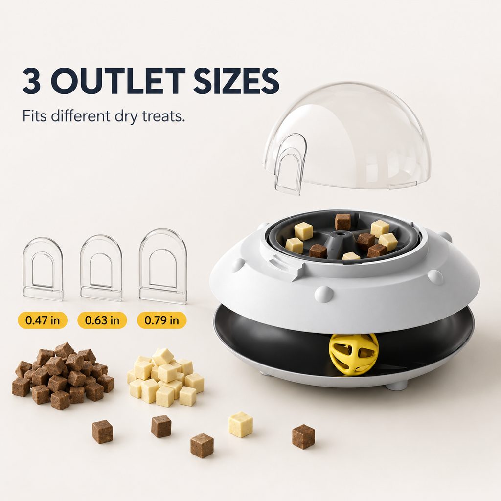 MirokenPawOrbit UFO Motion-Activated Cat Treat Dispenser Toy - Interactive Puzzle Feeder for Indoor Cats, Keeps Cats Busy While You Work