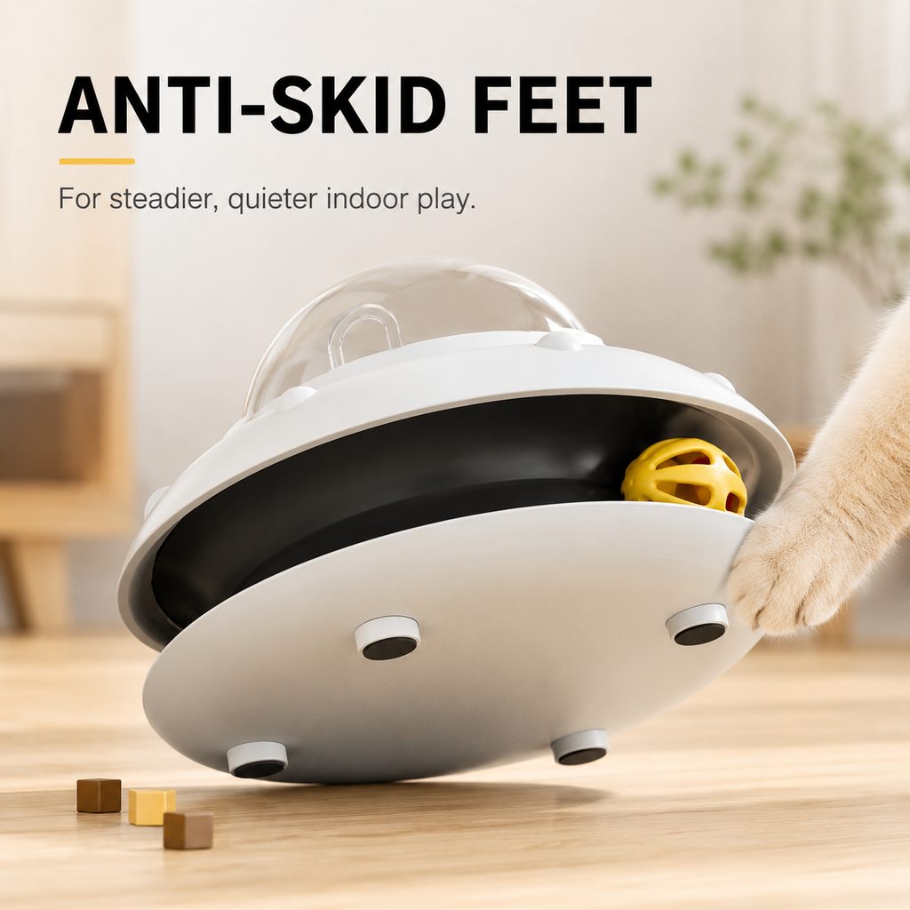 MirokenPawOrbit UFO Motion-Activated Cat Treat Dispenser Toy - Interactive Puzzle Feeder for Indoor Cats, Keeps Cats Busy While You Work
