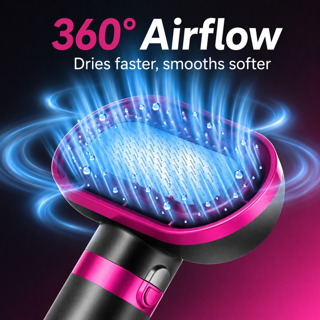 Miroken4-in-1 Pet Dryer Brush for After-Bath Grooming, Low-Noise Dog & Cat Hair Dryer Comb for Easier Drying, Brushing & Detangling