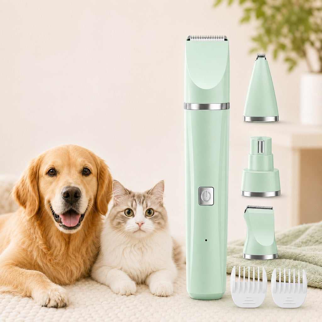 Miroken4-in-1 Cordless Pet Grooming Trimmer for Dogs & Cats - At-Home Paw, Face & Body Hair Touch-Ups for Nervous Pets