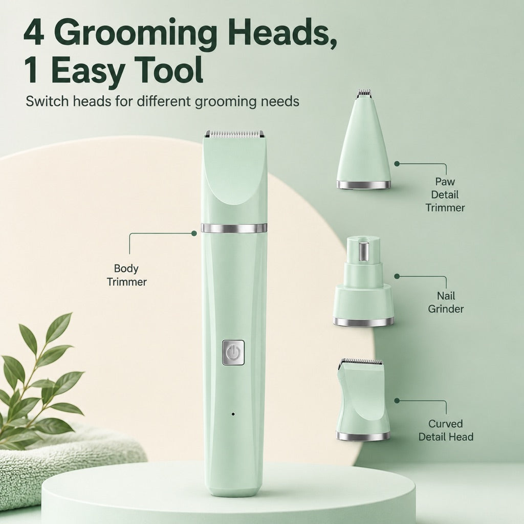 Miroken4-in-1 Cordless Pet Grooming Trimmer for Dogs & Cats - At-Home Paw, Face & Body Hair Touch-Ups for Nervous Pets