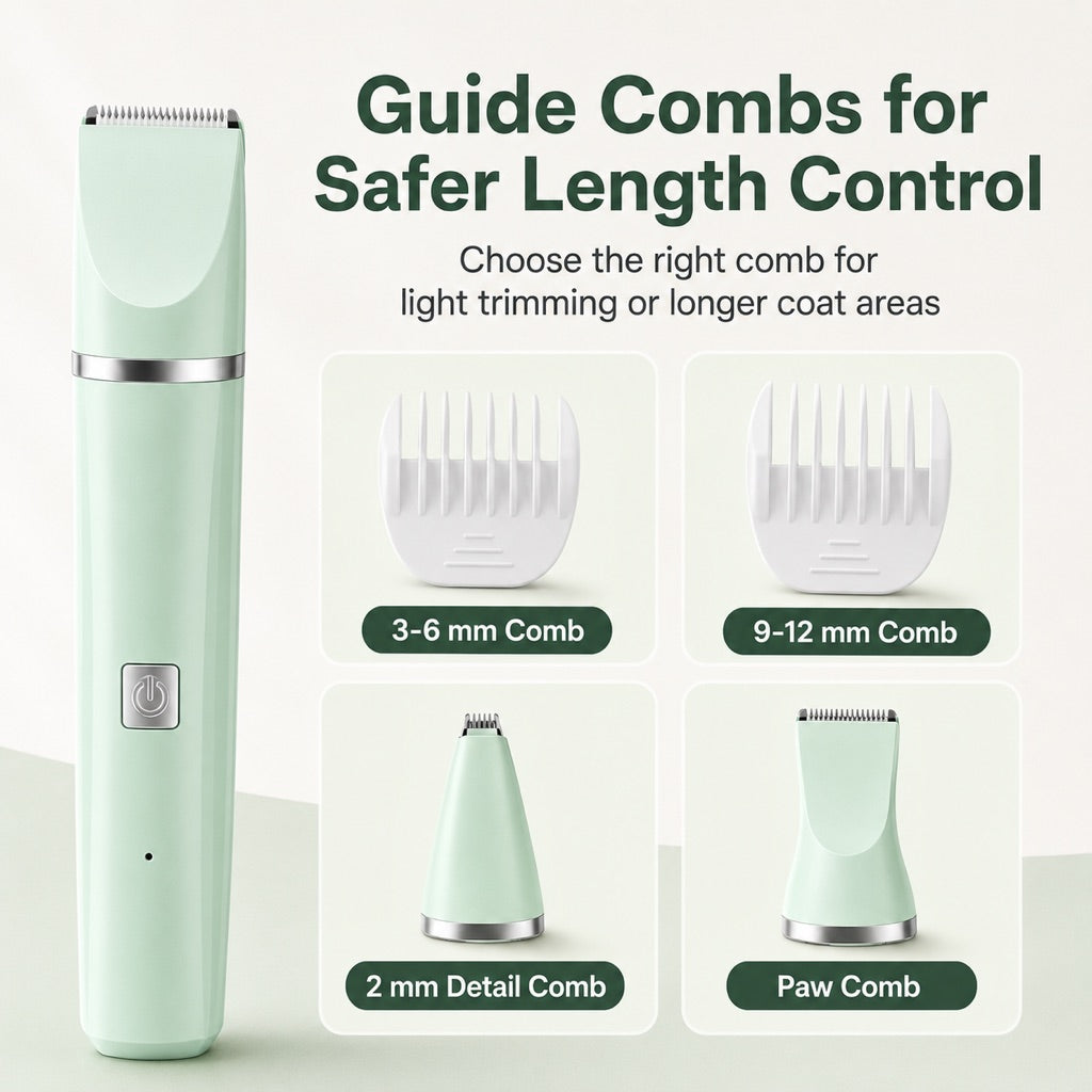 Miroken4-in-1 Cordless Pet Grooming Trimmer for Dogs & Cats - At-Home Paw, Face & Body Hair Touch-Ups for Nervous Pets