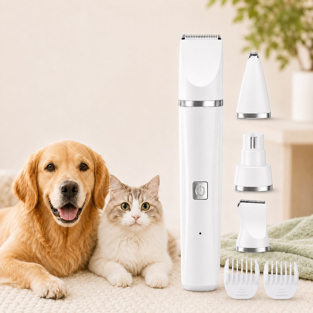 Miroken4-in-1 Cordless Pet Grooming Trimmer for Dogs & Cats - At-Home Paw, Face & Body Hair Touch-Ups for Nervous Pets