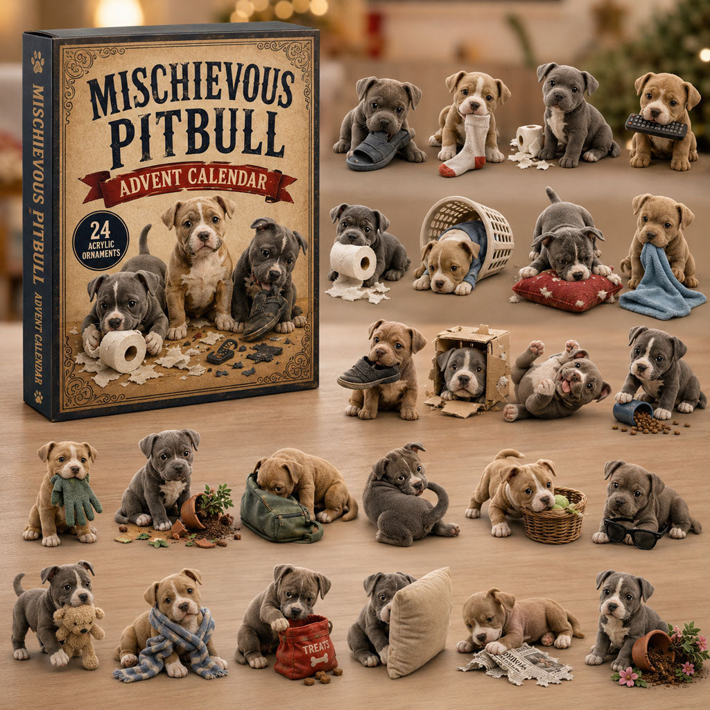 Pit Bull Advent Calendar 2026 - 24 Pit Bull Christmas Ornaments