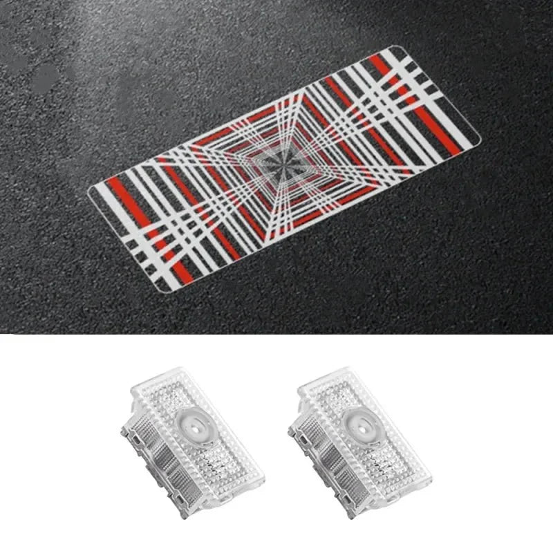 Plaid Projector Lights Model Ultra-Bright Puddle Lights Welcome Door Lamps For Tesla Model 3 Y S X (2 Pcs)